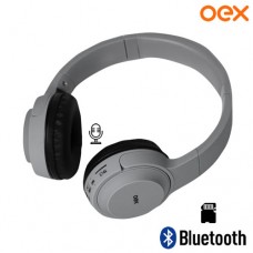 Headphone sem Fio Bluetooth/SD/Aux Estéreo com Microfone Textura Acetinado Pop OEX HS315 - Cinza